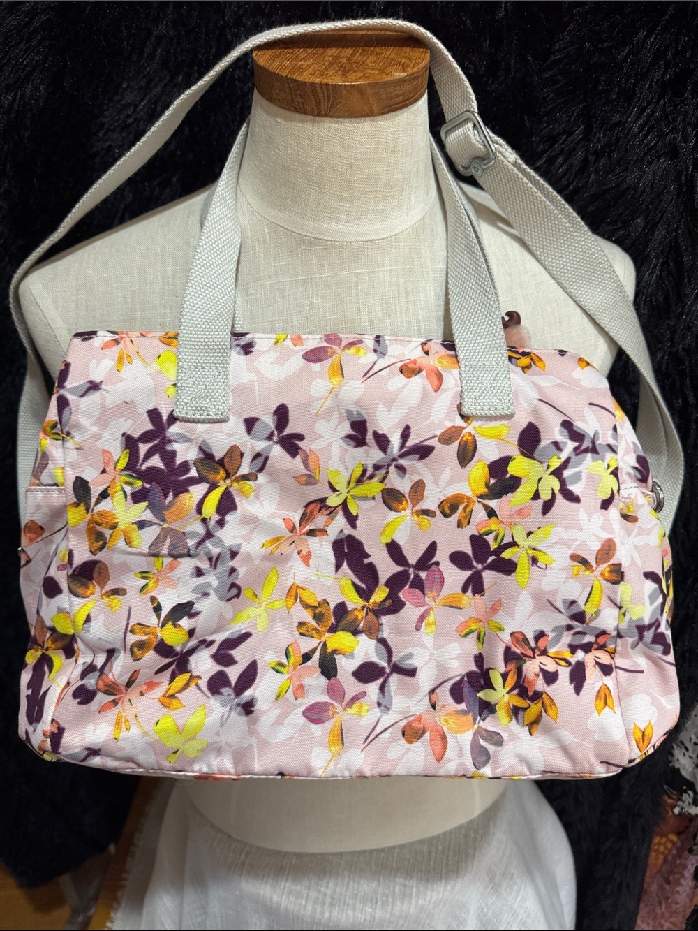 Kipling Floral Shoulder Bag in Pink, Yellow, Purple - Picture 5 of 12